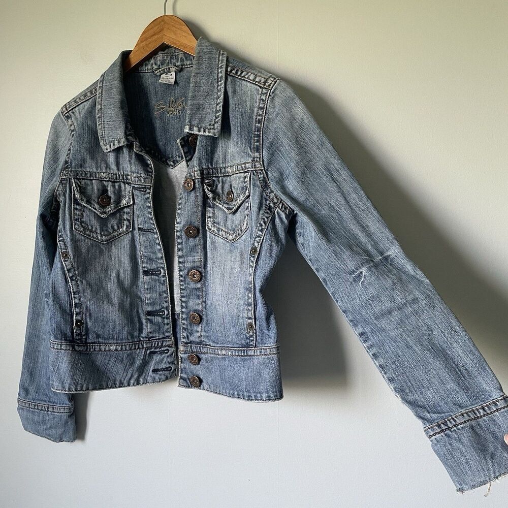 Vintage Silver Jeans Denim Jacket Coat y2k 2000's Blue Cotton Women's Small - Picture 3 of 7